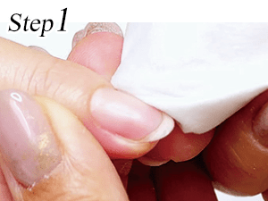 Step1：指先の消毒と油分除去を行う