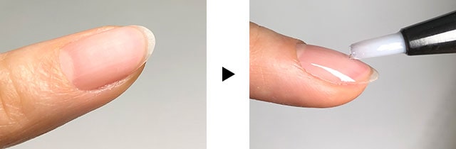 爪のタテ線や凸凹が気になるときは、一度塗りでクリアを使用を使用してください。